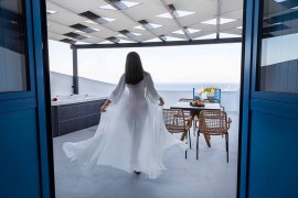 Suite Christos con vasca idromassaggio all'aperto e vista mare, Greece, Firostefani, Thera