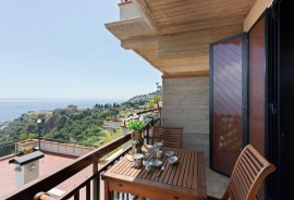 Apt con vista mare panoramica, parcheggio, balcone, Italia, Mazzarò, Taormina